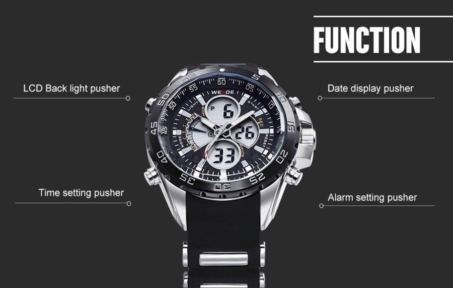 WEIDE Men's Electro Dual Time Steel Black/Orange Watch BRAND NEW official SA store