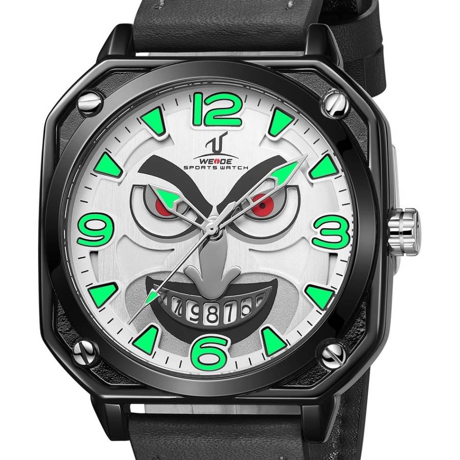 WEIDE Men's Joker Leather Black/Silver Date Luminous Watch BRAND NEW official SA store