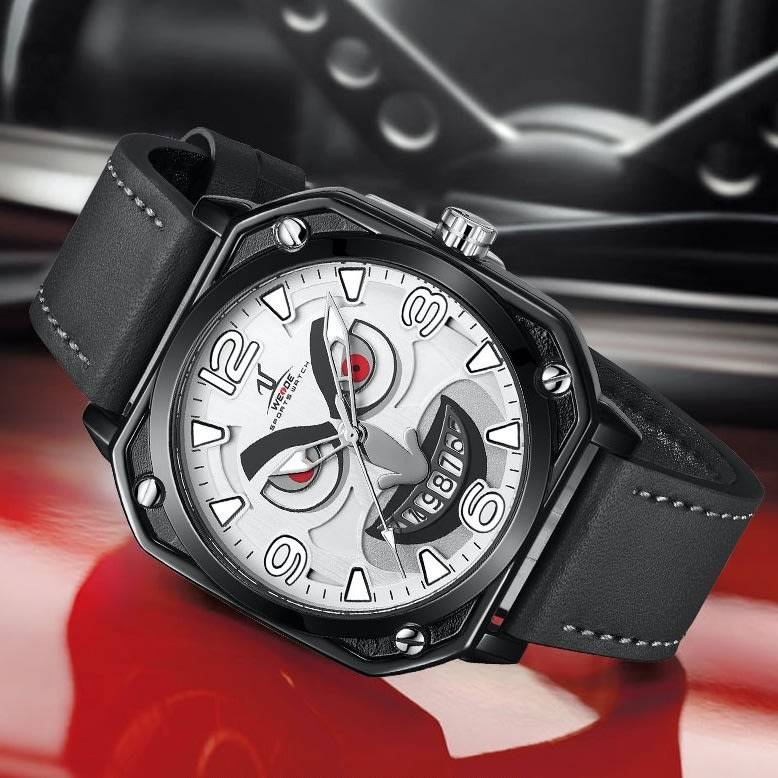 WEIDE Men's Joker Leather Black/Silver Date Luminous Watch BRAND NEW official SA store