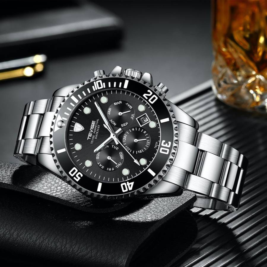 Retail: R2,599.00 TEVISE ® Men's Perpetual Automatic Silver Watch BRAND NEW