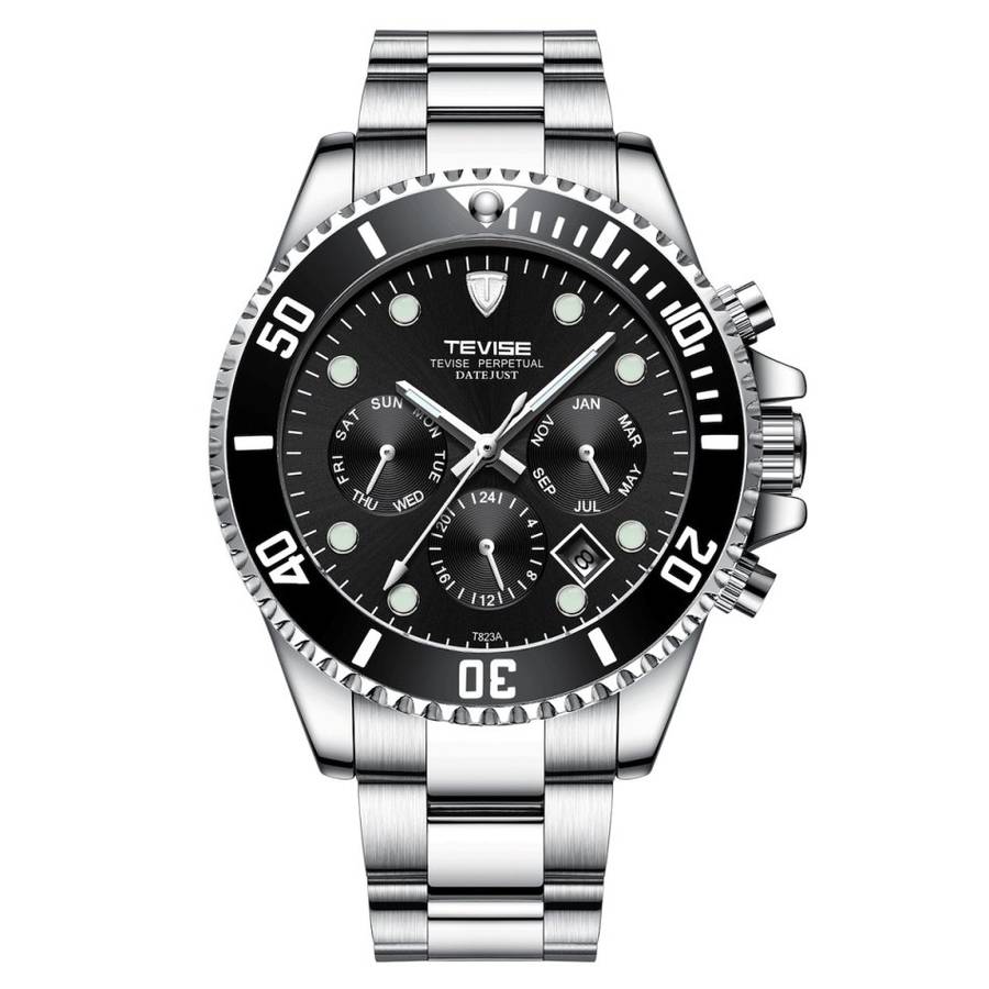 Retail: R2,599.00 TEVISE ® Men's Perpetual Automatic Silver Watch BRAND NEW