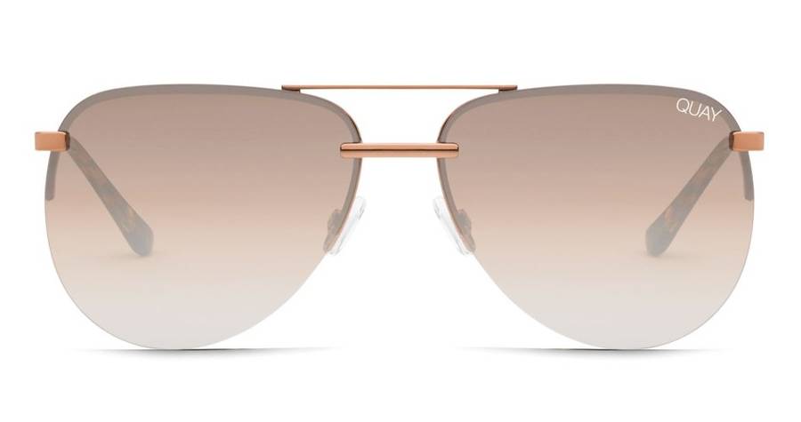 Must see!! QUAY Women`s J`LO Jennifer Lopez MIRROR THE PLAYA Rimless Aviator BRONZE FLASH Sunglasses