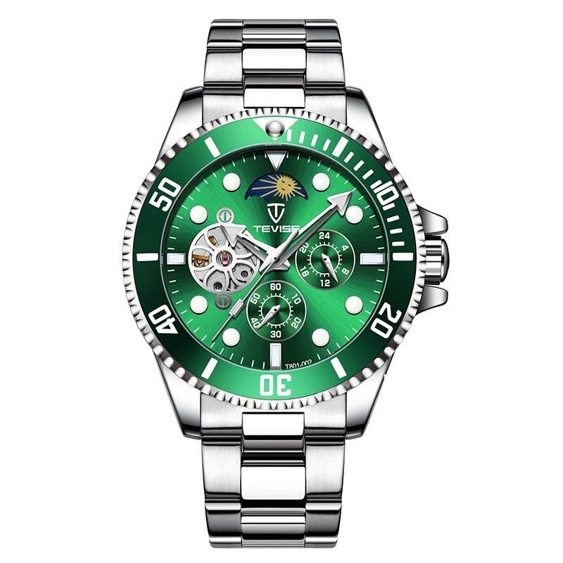 Retail: R2,599.00 TEVISE ® Men`s Perpetual FLYWHEEL Automatic Flower Moon Watch BRAND NEW