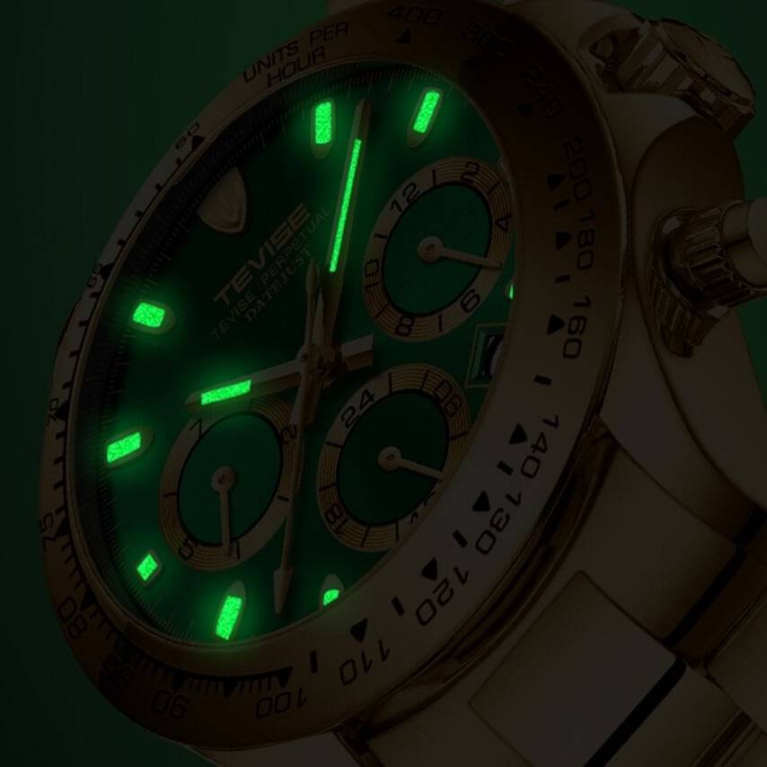 Retail: R2,599.00 TEVISE ® Men's Californian Racer Perpetual Automatic Gold Edition Watch BRAND NEW