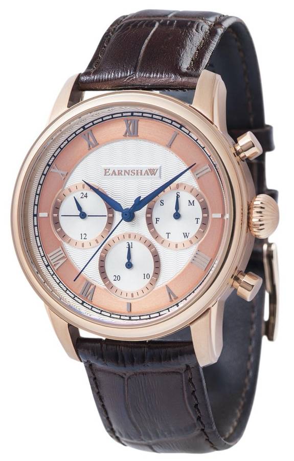 Retail: R8,200.00 Earnshaw LONDON Chronograph Men's BRANDY Longitude Multifunction Watch BRAND NEW