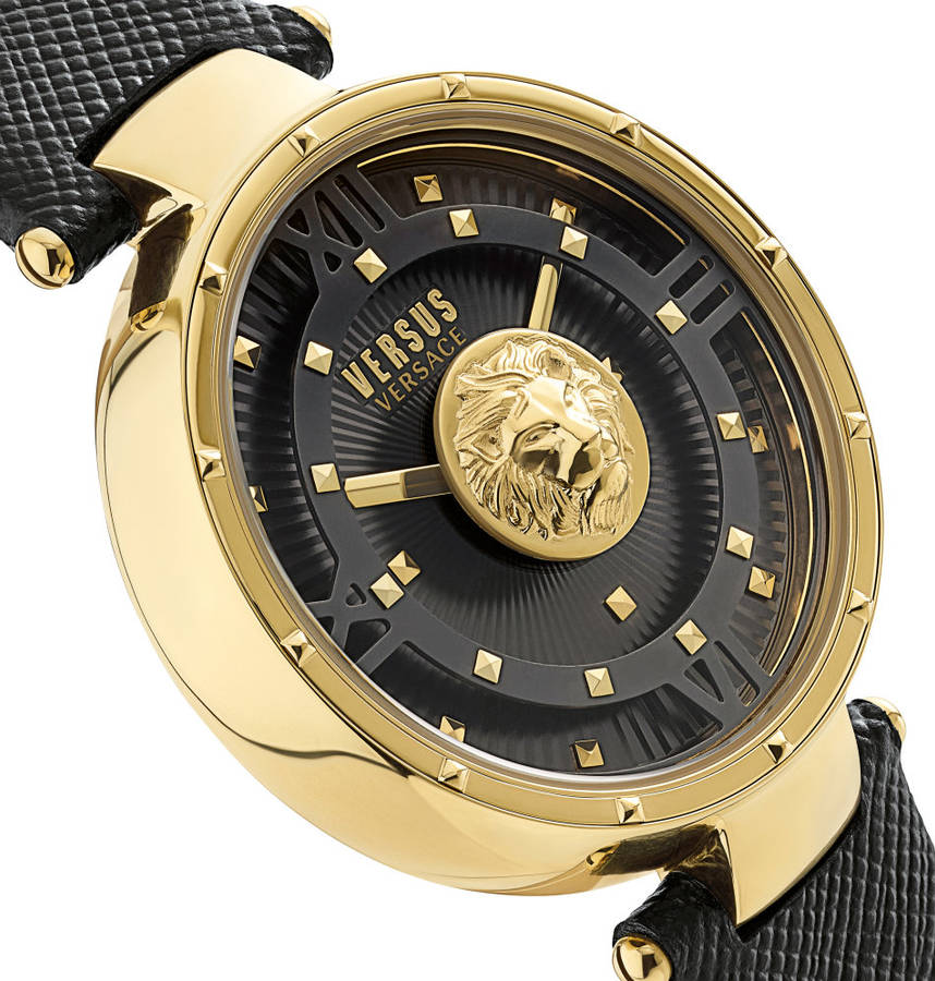 Retail: R8299.00 VERSACE Women's Medusa Parisan Black Leather Watch BRAND NEW NEW IN BOX