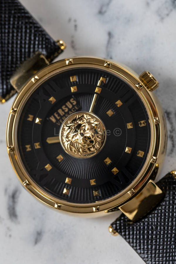 Retail: R8299.00 VERSACE Women's Medusa Parisan Black Leather Watch BRAND NEW NEW IN BOX