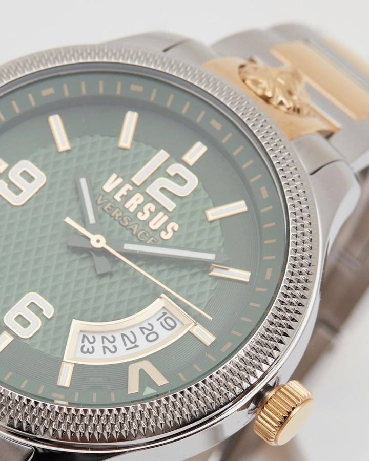 **Retail: R9,000.00** VERSACE Men's Reserve Two Tone EMERALD GREEN Versus Watch NEW IN BOX