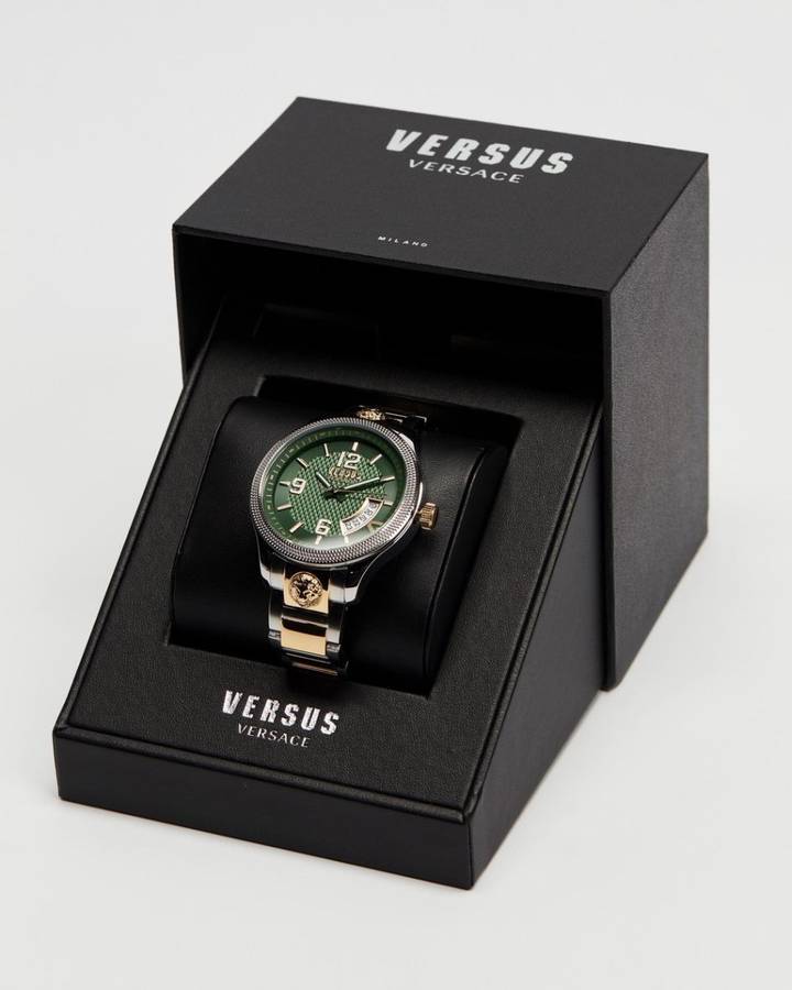 **Retail: R9,000.00** VERSACE Men's Reserve Two Tone EMERALD GREEN Versus Watch NEW IN BOX