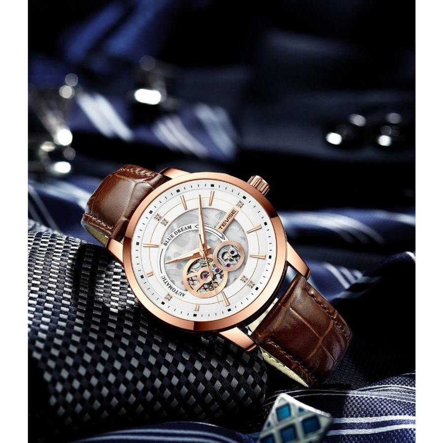 Retail: R2,599.00 TEVISE ® Men's Dream Automatic Leather White/Rose Gold BRAND NEW