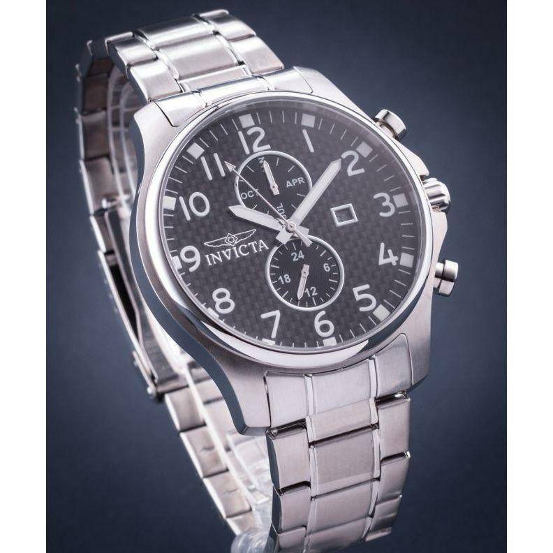 Retail: R6,000.00 INVICTA Classic Chrono Carbon 48mm Silver/Black BRAND NEW BOXED