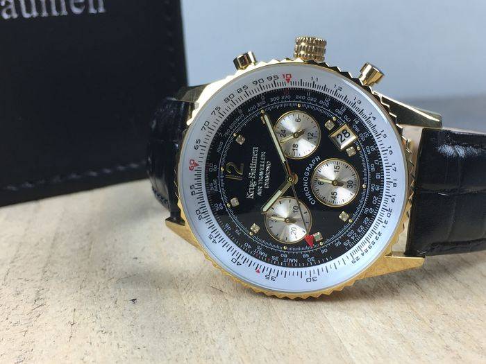 Retail: R10,000.00 Krug-Baumen Men's Air Traveller 42mm Diamond Watch  NEW IN BOX
