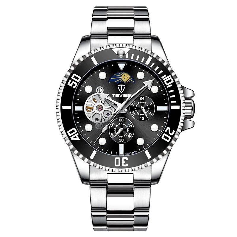 Retail: R2,599.00 TEVISE ® Men's Perpetual FLYWHEEL Automatic Flower Moon Watch BRAND NEW
