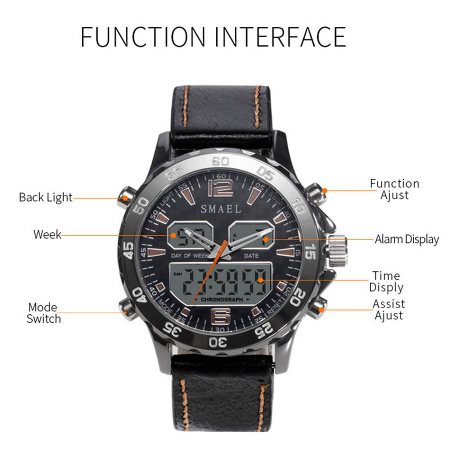SMAEL Adventure Dual Timer ANADIGI Chrono Watch **BRAND NEW**