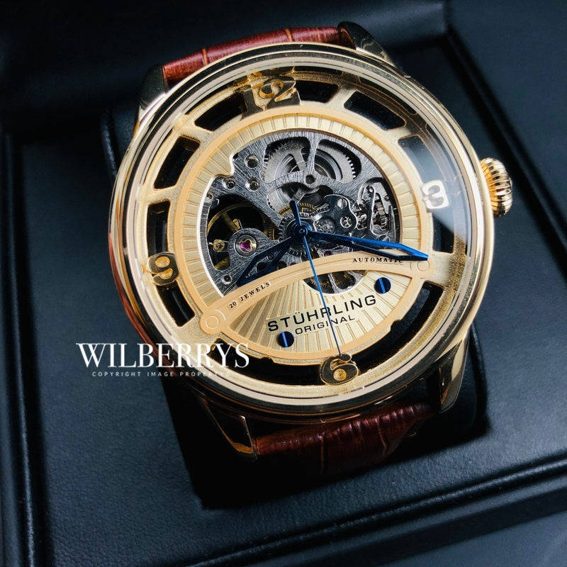 Retail: R8,699.00 STUHRLING ORIGINAL® Men`s 48mm SKELETON RESERVE Automatic Watch