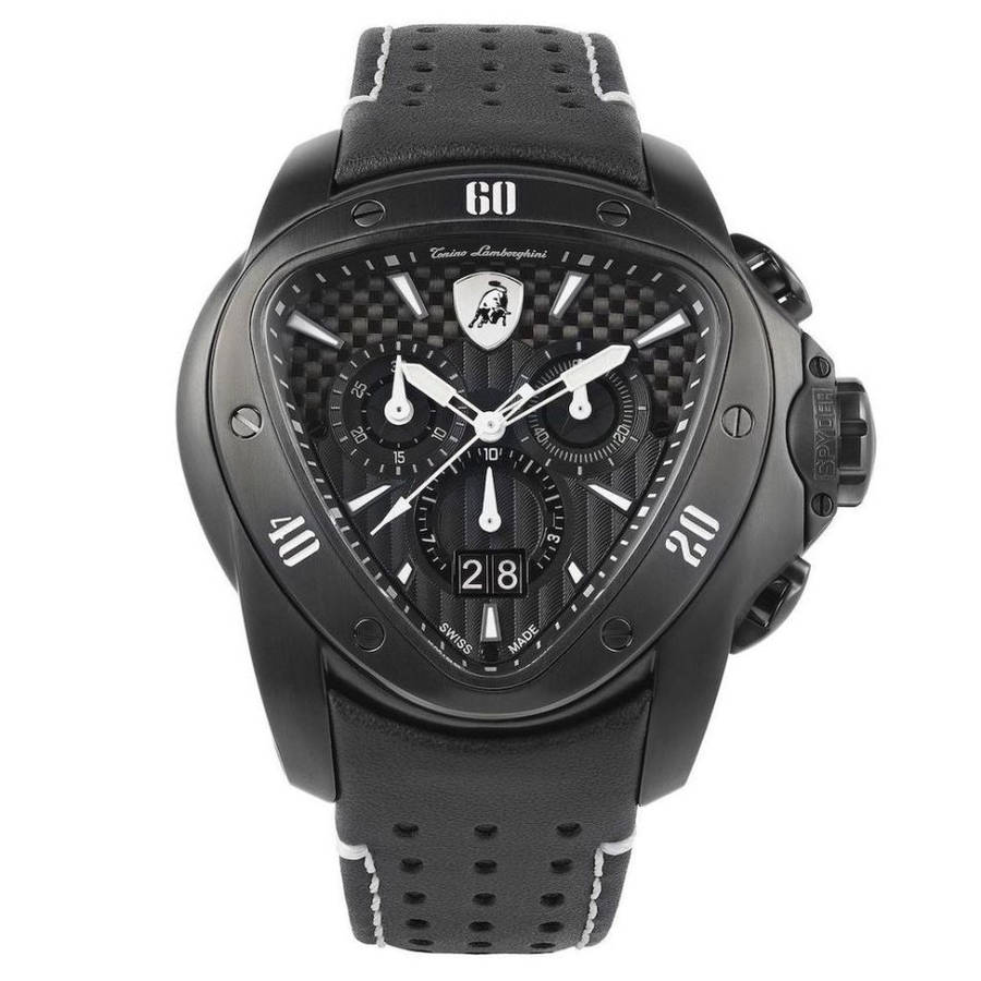 rrp R35,000.00 Tonino Lamborghini Men`s SPYDER BLACK/WHITE Chrono Watch NEW 100% GENUINE