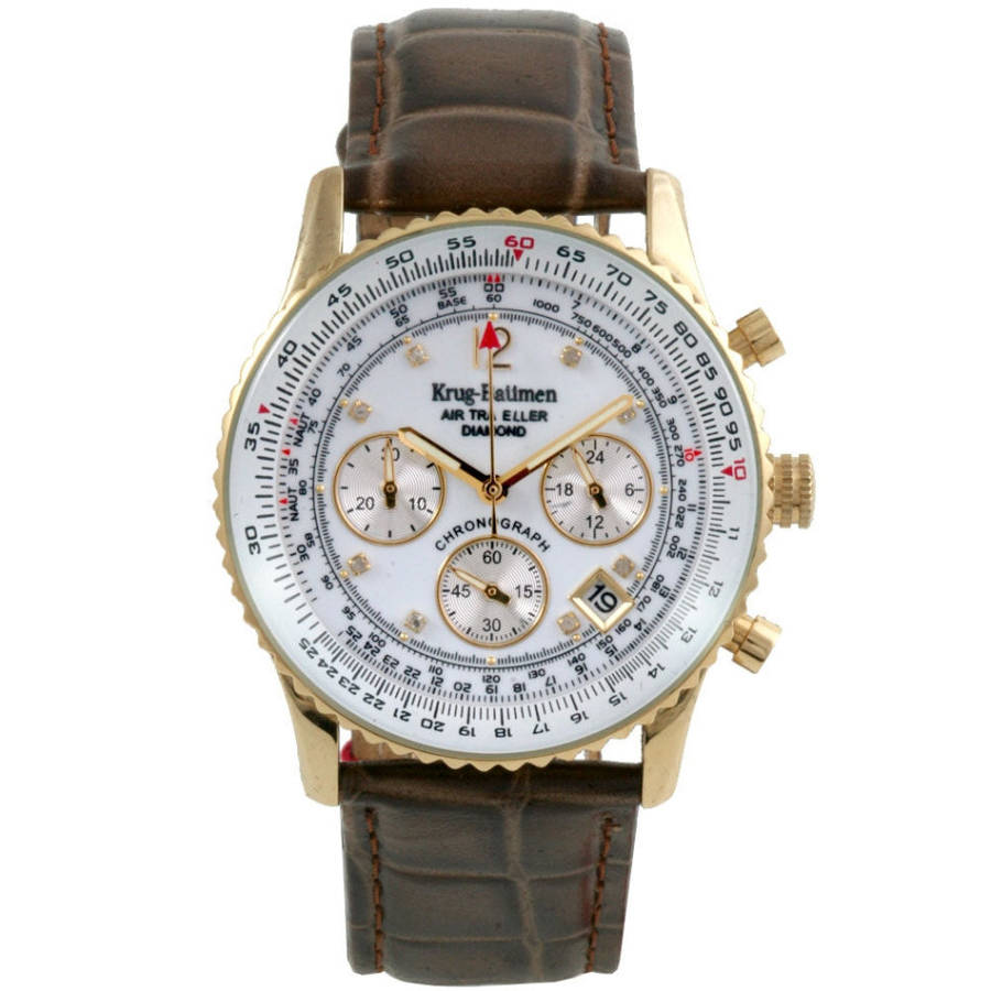 Retail: R9,000.00 Krug-Baumen Men`s Air Traveller 42mm Diamond Chromo PILOT Watch BRAND NEW