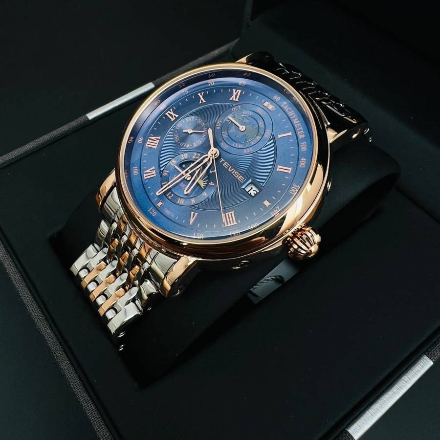 Retail: R2,599.00 TEVISE ® Men's Namura Moon Phase Automatic Steel  BRAND NEW IN BOX