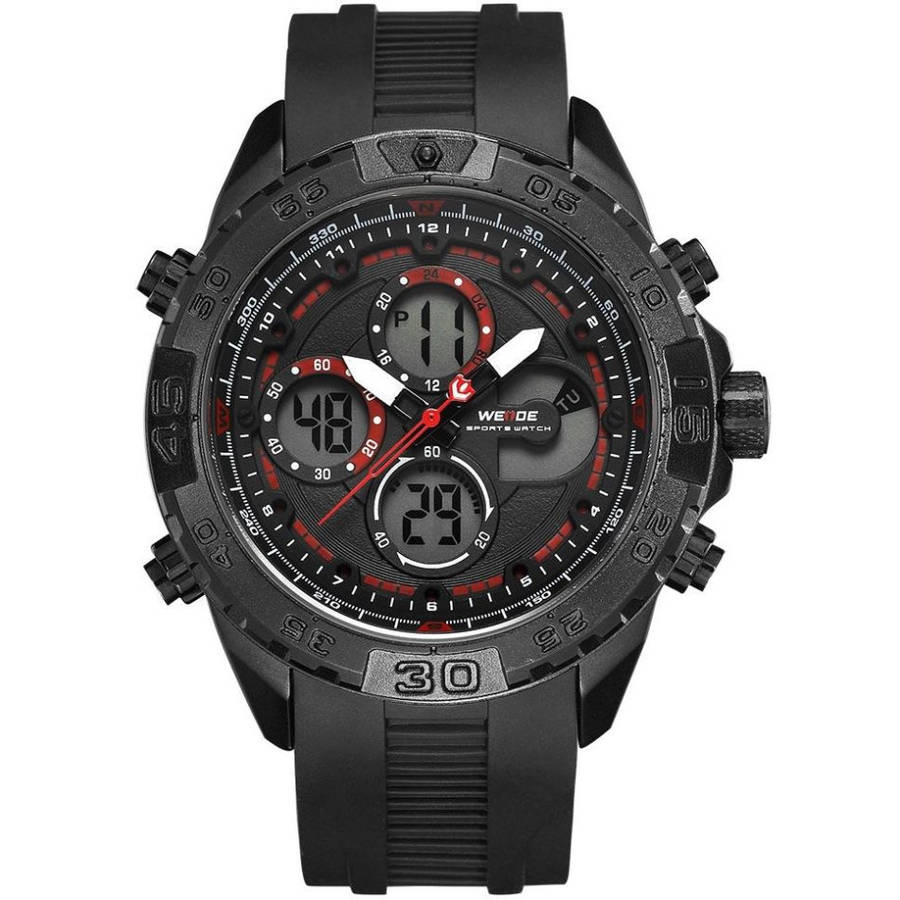WEIDE Men's Andromeda Silicone Black/Red + ALARM Watch BRAND NEW official SA store