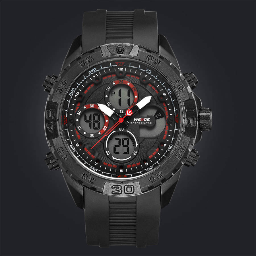 WEIDE Men's Andromeda Silicone Black/Red + ALARM Watch BRAND NEW official SA store