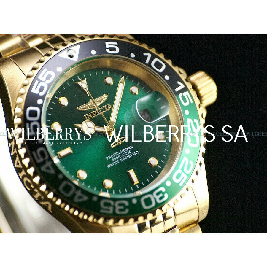 Retail: R10,425.00 INVICTA Men's 40mm Jubilee Pro Diver Gold Hulk Green Dial 200m Watch BRAND NEW