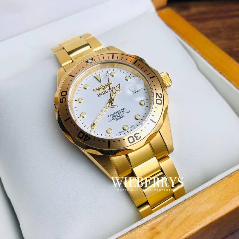 Retail: R6,999.00 INVICTA Men`s 18k Gold pl. Sea Dweller 200M Chronograph Watch BRAND NEW IN BOX