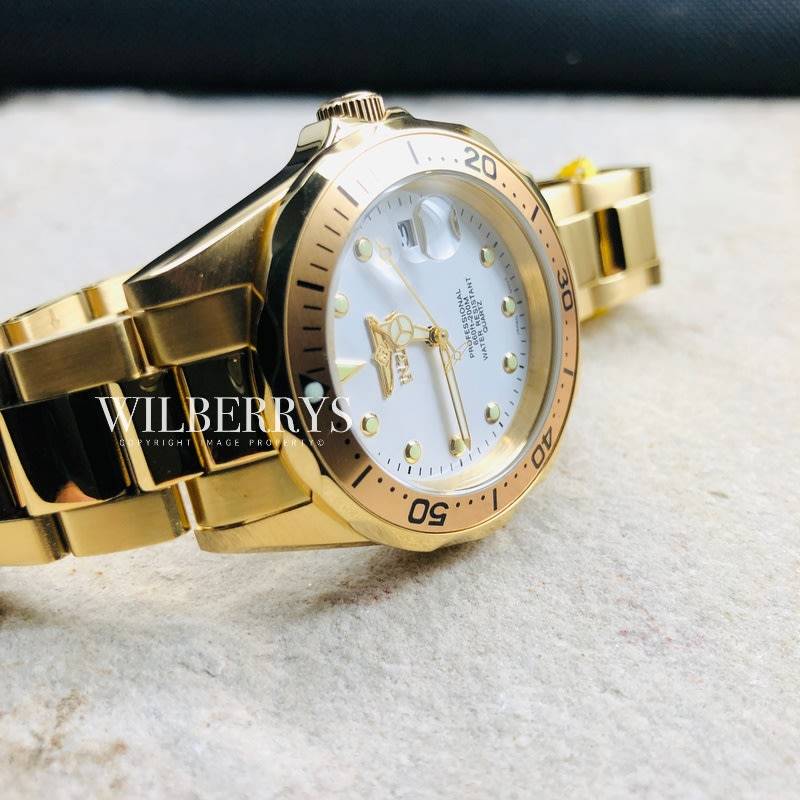 Retail: R6,999.00 INVICTA Men`s 18k Gold pl. Sea Dweller 200M Chronograph Watch BRAND NEW IN BOX