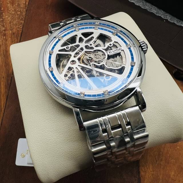 Retail: R2,599.00 TEVISE ® Men's Steel Skeleton Automatic Diamante Edition Watch BRAND NEW