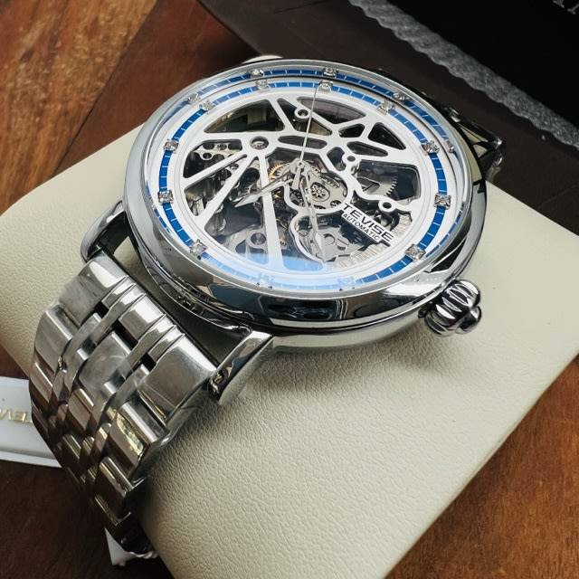 Retail: R2,599.00 TEVISE ® Men's Steel Skeleton Automatic Diamante Edition Watch BRAND NEW
