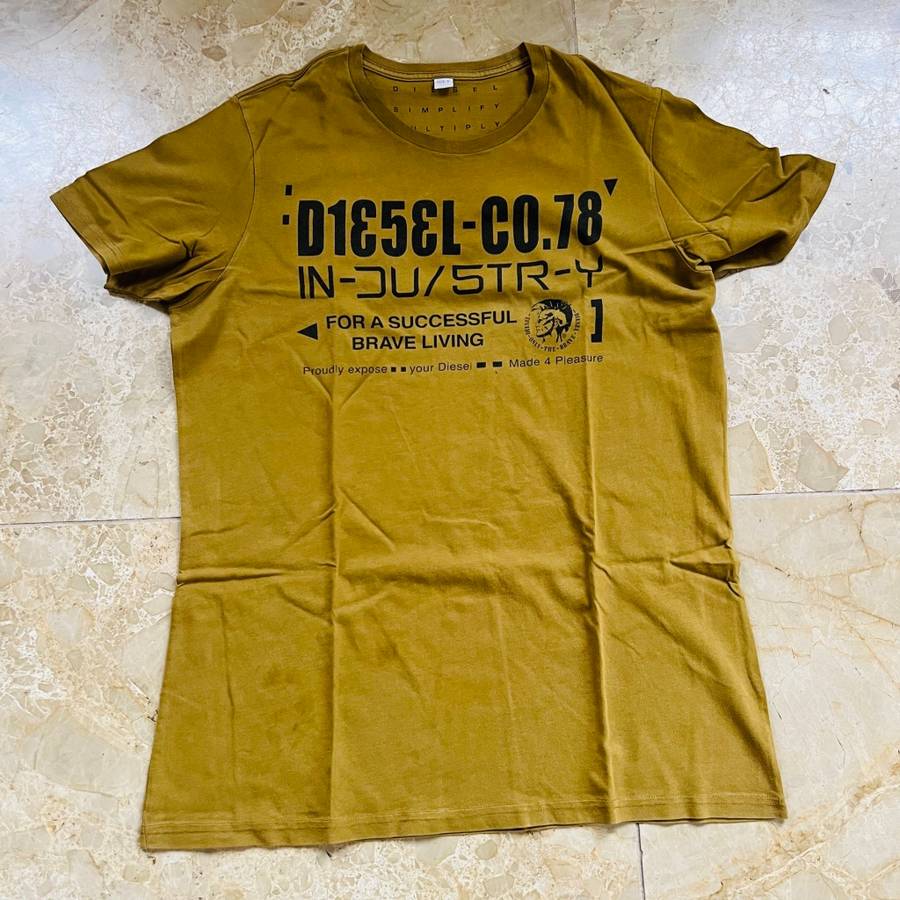 good condition DIESEL `Multiplier` Tan T-Shirt Size S - 100% GENUINE