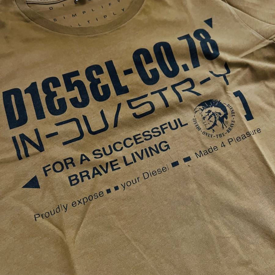 good condition DIESEL `Multiplier` Tan T-Shirt Size S - 100% GENUINE
