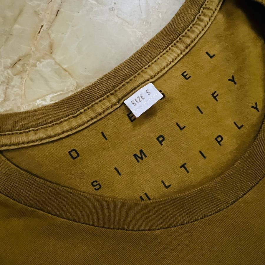 good condition DIESEL `Multiplier` Tan T-Shirt Size S - 100% GENUINE