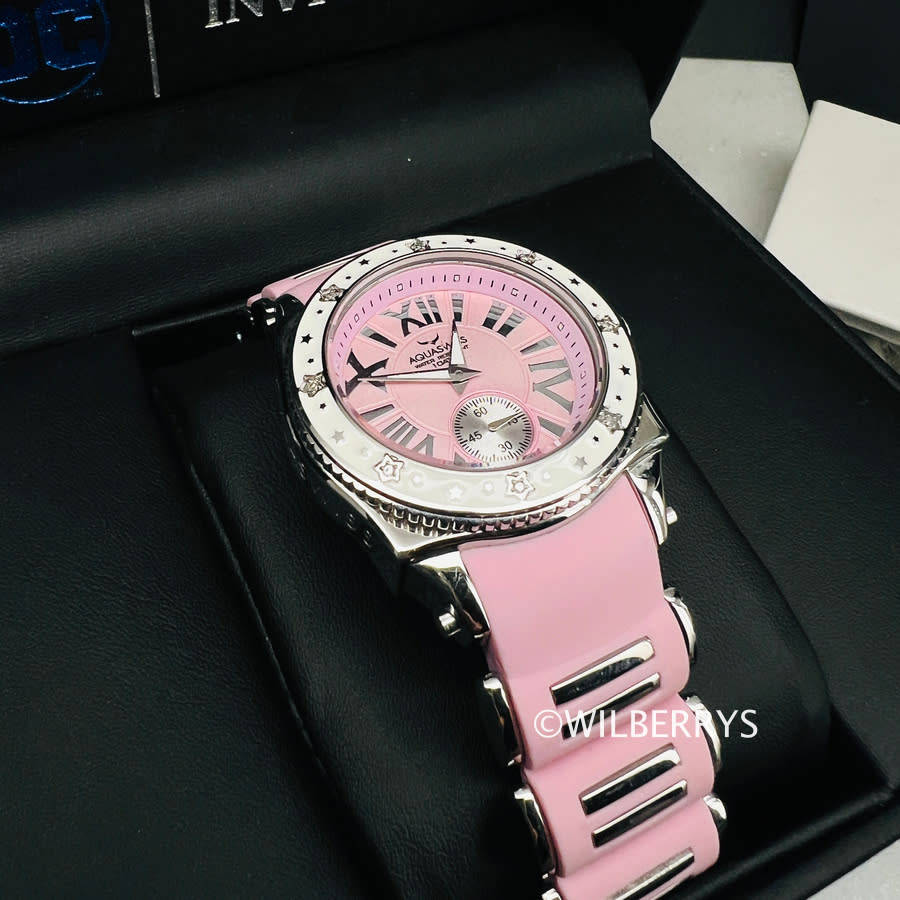 Aquaswiss Women`s Swissport 8 Diamond Watch with Paris Pink Silicone Strap