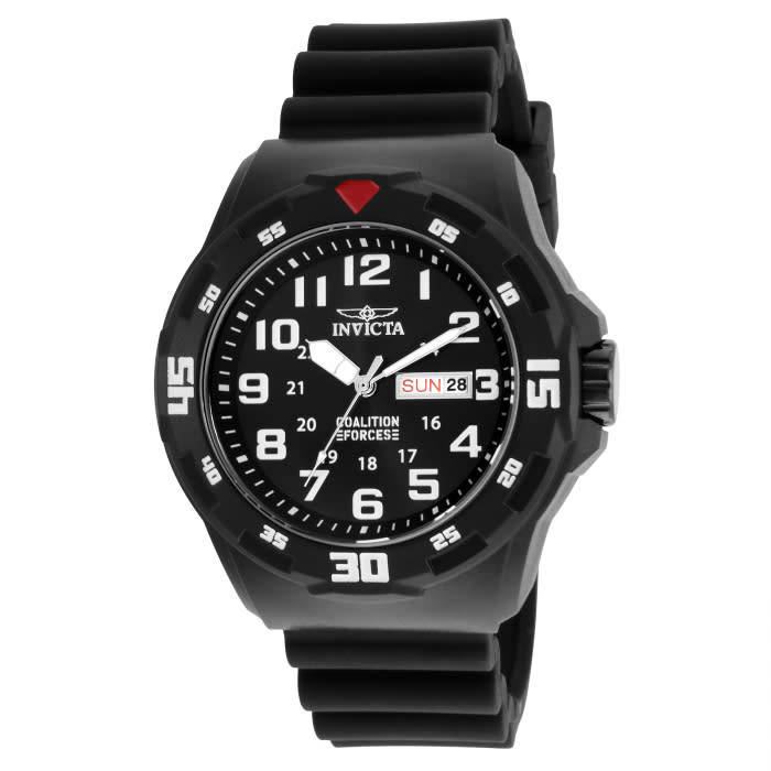Invicta Mens Black Military Issue Tough Silicone Strap Watch