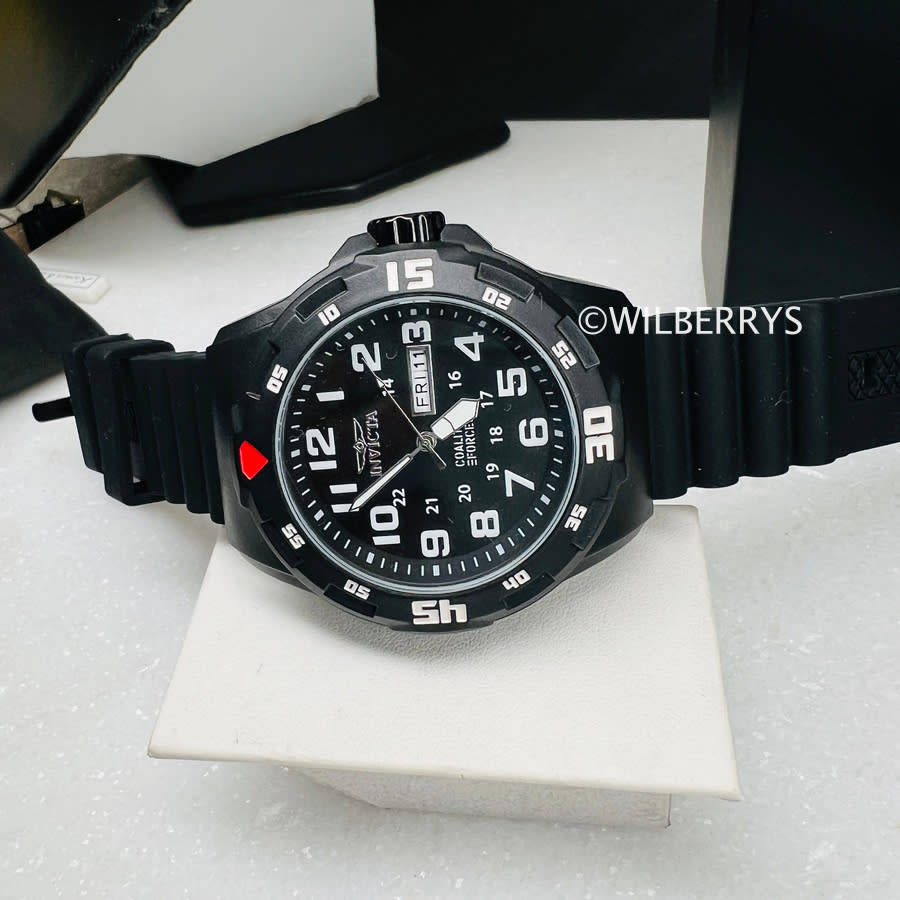 Invicta Mens Black Military Issue Tough Silicone Strap Watch