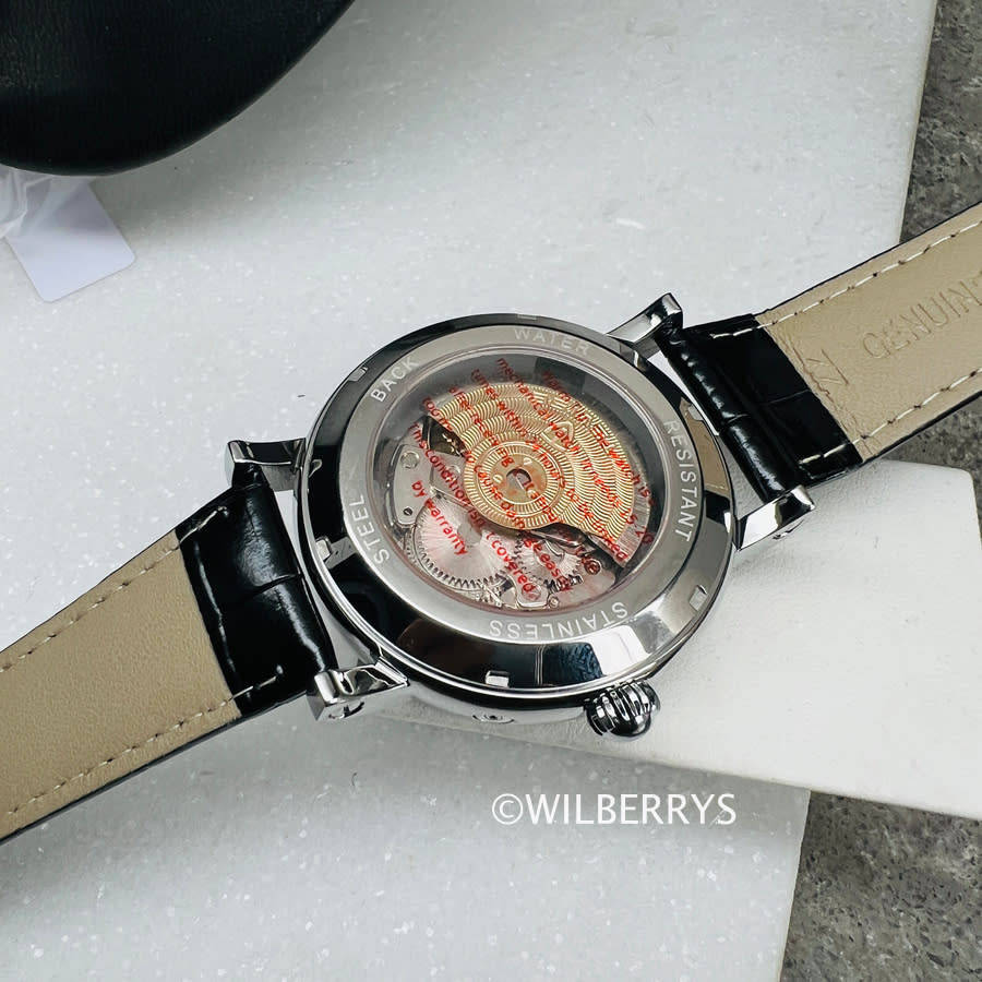 TEVISE ® Mens Namura Moonphase 45mm Tourbi Automatic Leather Watch