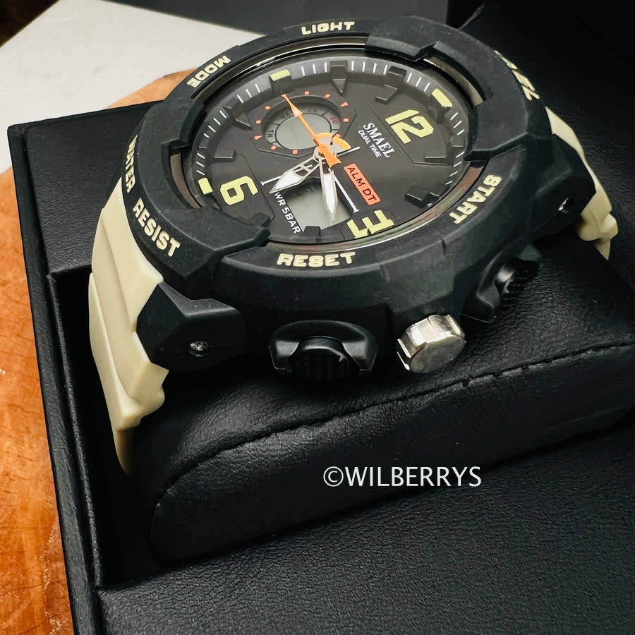 SMAEL Men`s SHOCK PROOF Mens GRENADO S-SHOCK Beige Watch WATER RESISTANT **BRAND NEW**