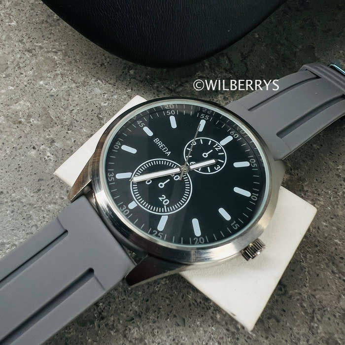 BREDA Mens 43mm Big Tick NYC Gray Silicone Strap Watch