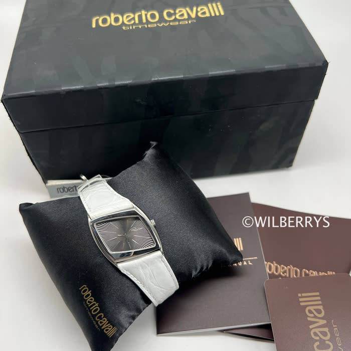 ROBERO CAVALLI Womens  Viper Genuine Italian Croc Leather Watch NEW