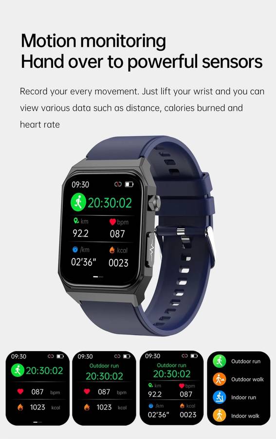 NORTH EDGE Fully featured smart watch steel bracelet black ionic ECG Glucose Smart Watch