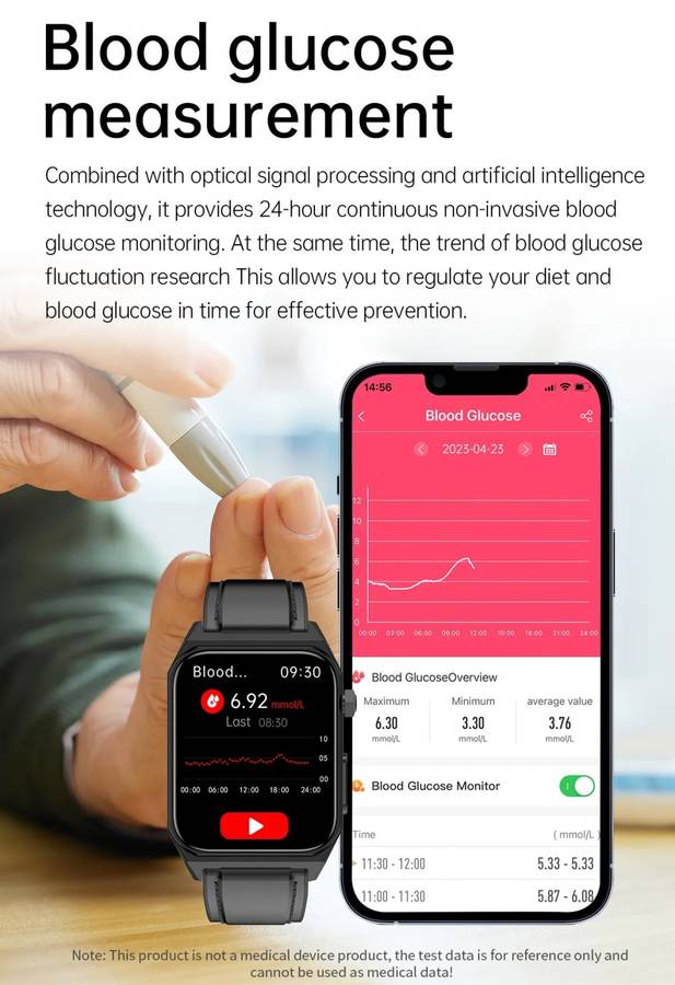 NORTH EDGE Fully featured smart watch steel bracelet black ionic ECG Glucose Smart Watch