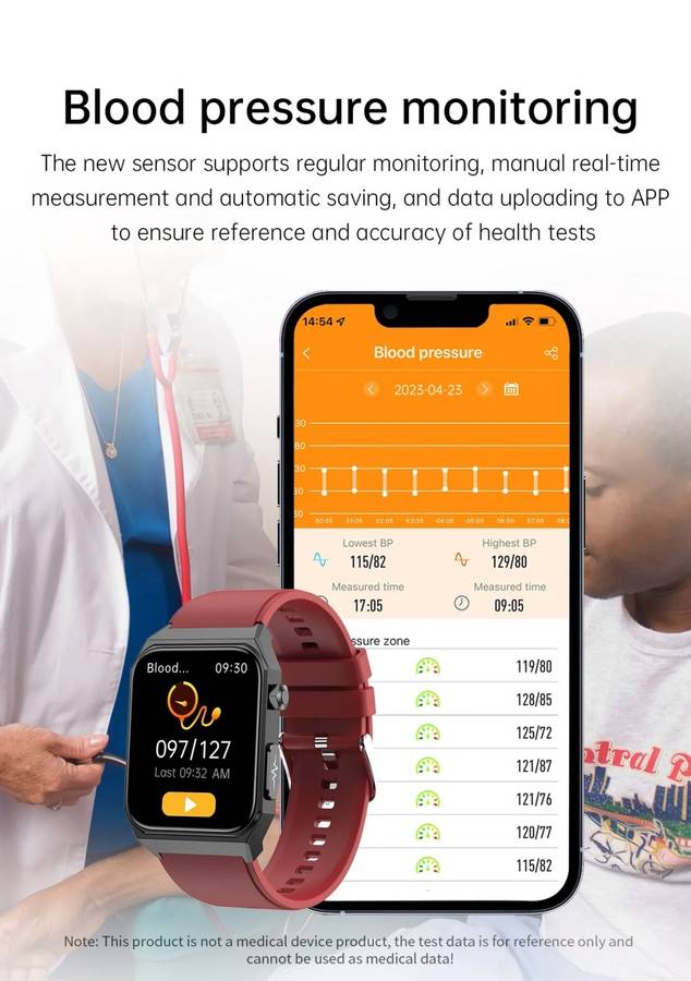 NORTH EDGE Fully featured smart watch steel bracelet black ionic ECG Glucose Smart Watch