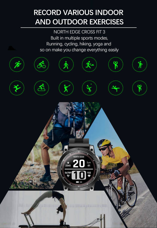 NORTH EDGE Tactical Cross Fit 3 GPS Smart Watch