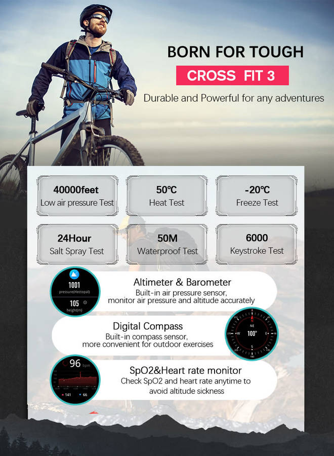 NORTH EDGE Tactical Cross Fit 3 GPS Smart Watch