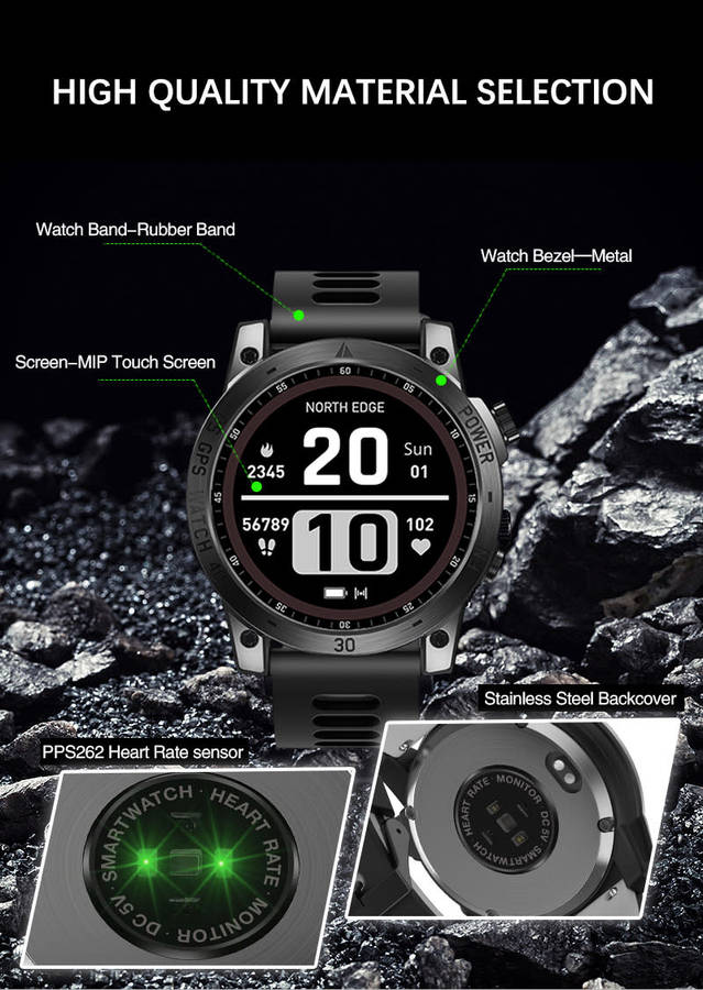 NORTH EDGE Tactical Cross Fit 3 GPS Smart Watch