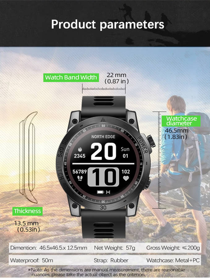 NORTH EDGE Tactical Cross Fit 3 GPS Smart Watch