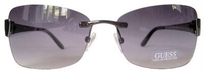 100% GENUINE Guess RIMLESS GUNMETAL Sunglasses BRAND NEW w/ GOLD CASE, PAPERS