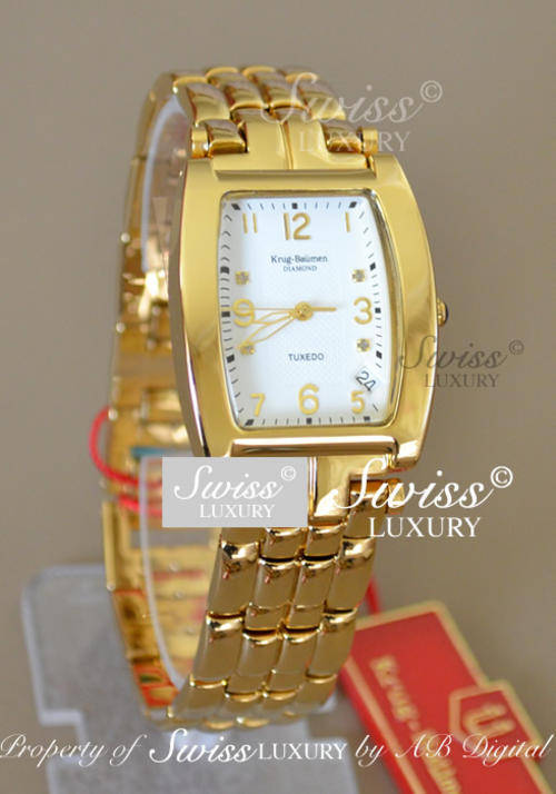 KRUG BAUMEN Ladies Tonneux 4 Diamond Pearl Dial Watch w. box, papers, 5yr warranty