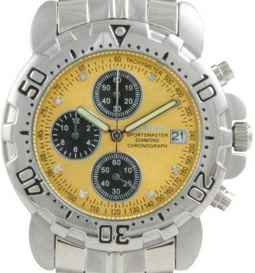 **DIAMOND** MEN'S KRUG BAUMEN Sportsmaster YELLOW Chronograph Men's Watch