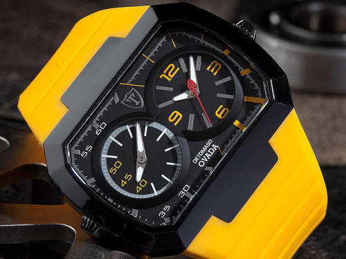 DETOMASO Men's Ovada Dual Time Watch Black/Yellow BRAND NEW, BOXED WITH PAPERS/GUARANTEES